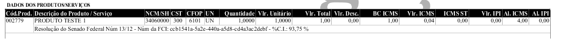 Demonstração na NFe