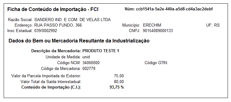 Impressão da Ficha